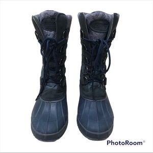 Khombu lace up insulated blue gray winter/rain boots